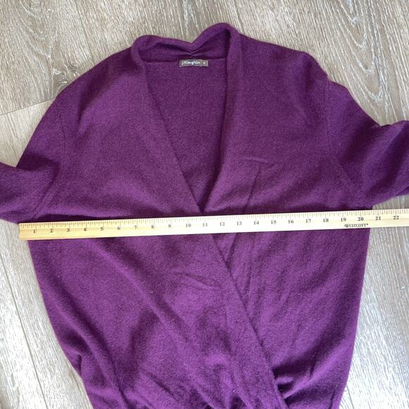 J.Mclaughlin 100% Cashmere Sweater Bennie Purple Wine Wrap Style V Neck Size M - Picture 6 of 9